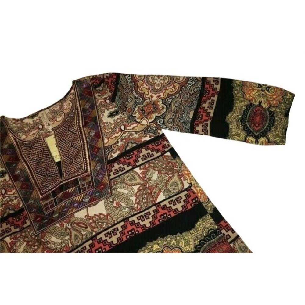 BOHO Hippie TUnic Top Aztec Geometric Festival Colorful  3/4 Sleeve Small NEW - Picture 4 of 7